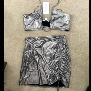 NWT 12tribe 2 piece set gun metal grey